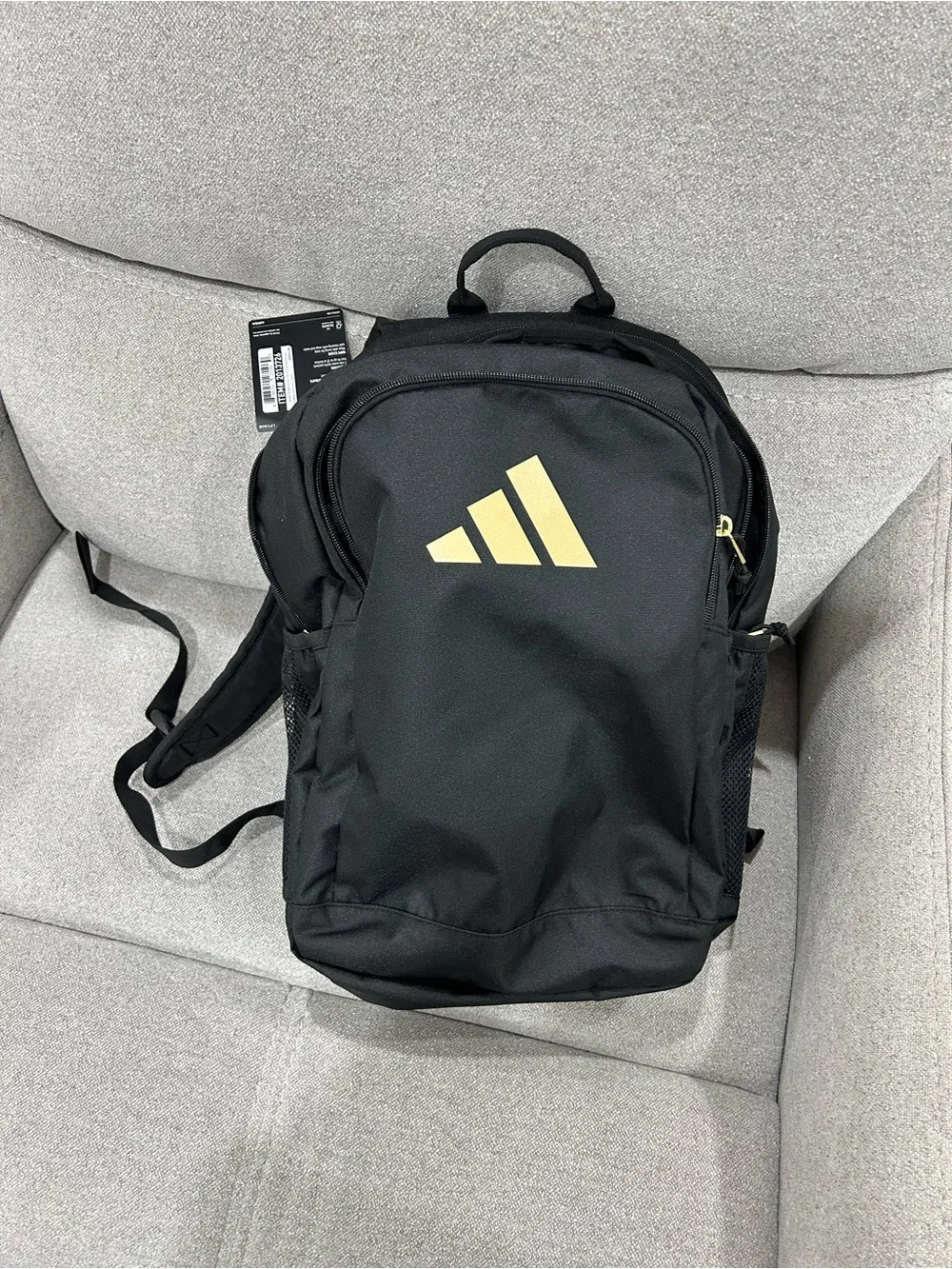 adidas classic school Black Backpack with Gold Logo new with tag